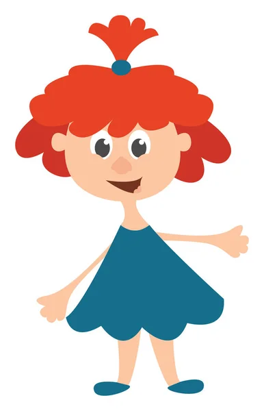 Ginger Κορίτσι Εικονογράφηση Διάνυσμα Λευκό Φόντο — Διανυσματικό Αρχείο