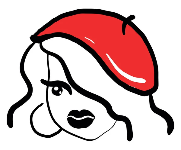 Girl Red Hat Illustration Vector White Background — Stock Vector