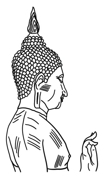 Buddha Szobor Rajz Illusztráció Vektor Fehér Háttér — Stock Vector