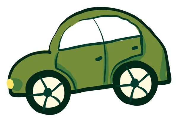 Green Small Car Illustration Vector White Background — Stock Vector