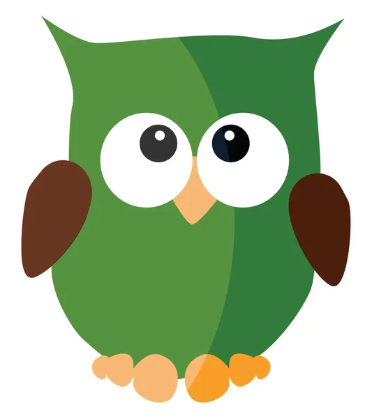 Hibou Vert Illustration Vecteur Sur Fond Blanc — Image vectorielle