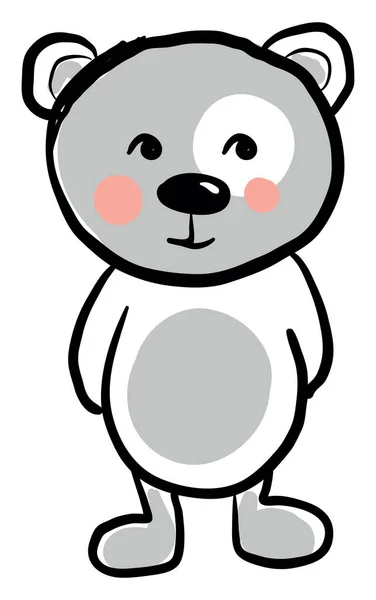 Happy Gray Bear Illustration Vector White Background — Stock Vector