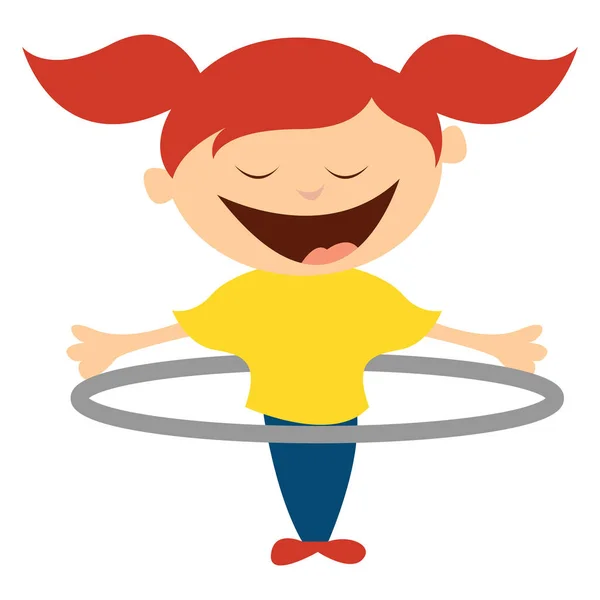 Menina Com Hula Hoop Ilustração Vetor Sobre Fundo Branco —  Vetores de Stock