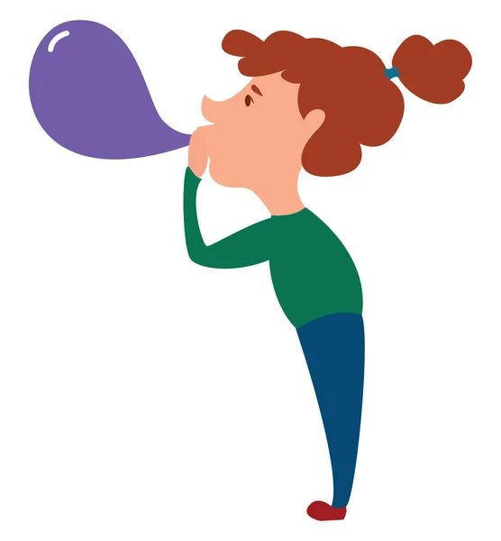 Mädchen Mit Luftballon Illustration Vektor Auf Weißem Hintergrund — Stockvektor