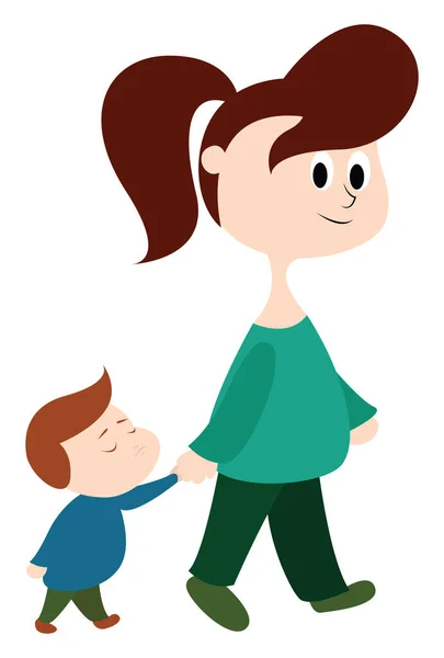 Mutter Mit Sohn Illustration Vektor Auf Weißem Hintergrund — Stockvektor
