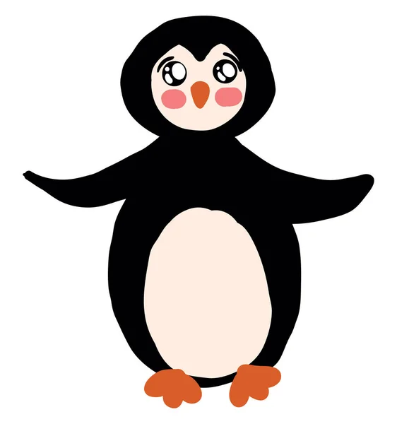 Lindo Pingüino Ilustración Vector Sobre Fondo Blanco — Vector de stock