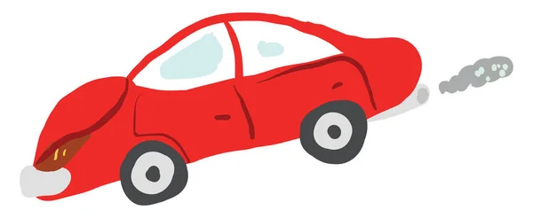 Rode Vlakke Auto Illustratie Vector Witte Achtergrond — Stockvector