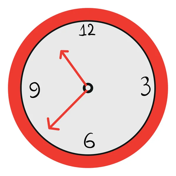 Horloge Ronde Rouge Illustration Vecteur Sur Fond Blanc — Image vectorielle