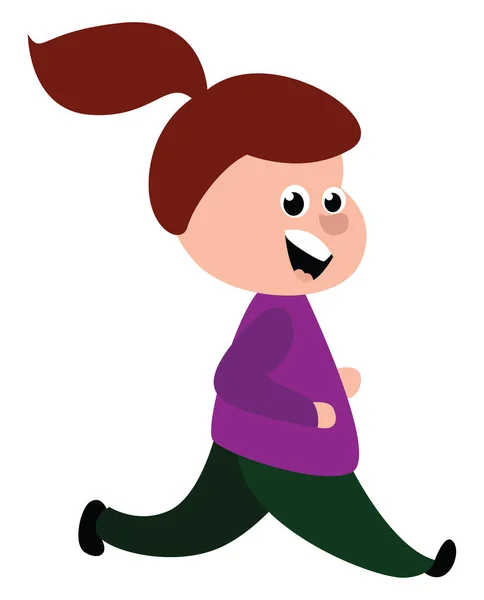 Hardlopen Meisje Illustratie Vector Witte Achtergrond — Stockvector