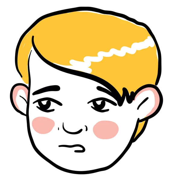 Smutný Obličej Chlapec Ilustrace Vektor Bílém Pozadí — Stockový vektor