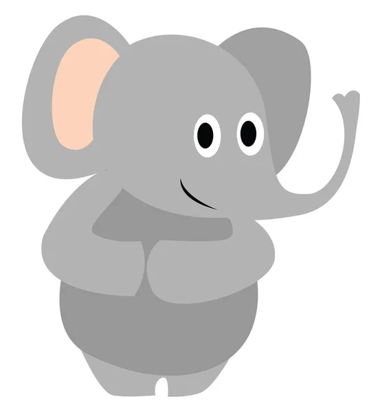 Elefante Tímido Ilustración Vector Sobre Fondo Blanco — Vector de stock