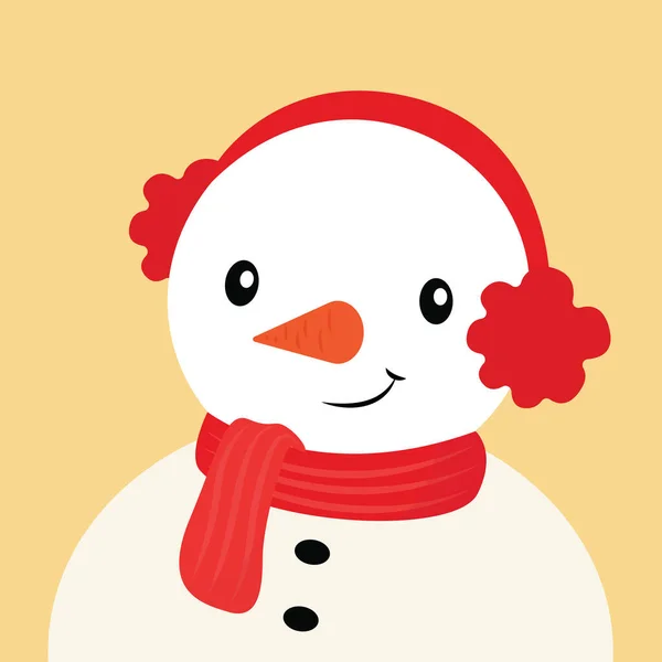 Boneco Neve Com Cachecol Vermelho Ilustração Vetor Fundo Branco — Vetor de Stock