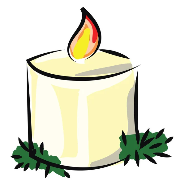 Small Candle Illustration Vector White Background — Stock Vector