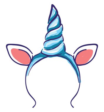 Tek boynuzlu at saç bandı, illüstrasyon, beyaz arkaplanda vektör.