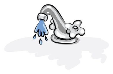 Banyoda su musluğu, illüstrasyon, beyaz arka planda vektör..