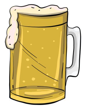 Bir bardak bira, illüstrasyon, beyaz arkaplanda vektör..