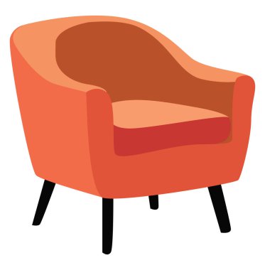 Turuncu koltuk, illüstrasyon, beyaz arkaplanda vektör.