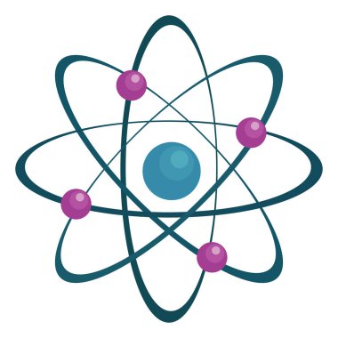 atom, illüstrasyon, beyaz arkaplan üzerindeki vektör.
