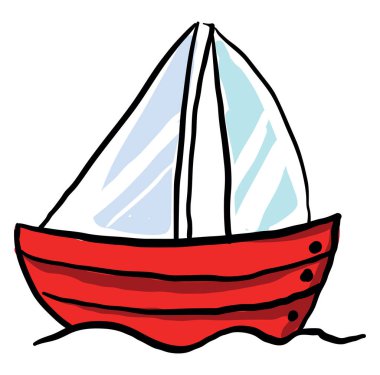 Kırmızı tekne, illüstrasyon, beyaz arka plan vektör.