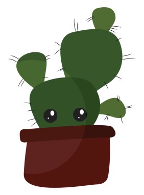 Sevimli kaktüs, illüstrasyon, beyaz arka plan vektör.