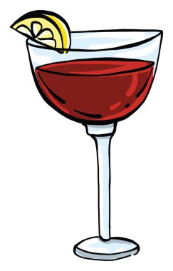 Beyaz arka planda limonlu kokteyl, illüstrasyon, vektör.