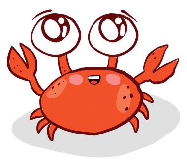 Sevimli yengeç, illüstrasyon, beyaz arka plan vektör.