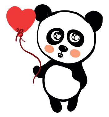 Balon, illüstrasyon, beyaz arka plan üzerinde vektör ile Panda.