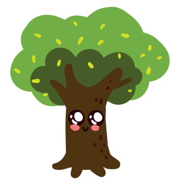 Sevimli ağaç, illüstrasyon, beyaz arka plan üzerinde vektör.