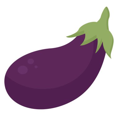 Düz patlıcan, illüstrasyon, beyaz arkaplan üzerindeki vektör.