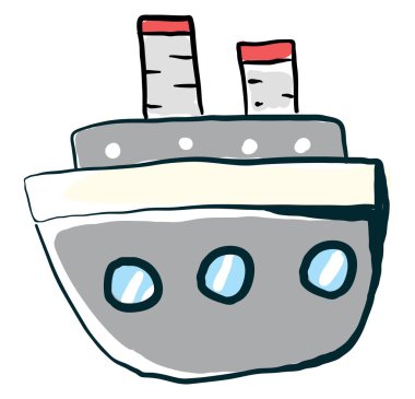 Gri gemi, illüstrasyon, beyaz arkaplan vektörü.