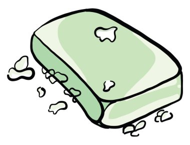 Yeşil sabun, illüstrasyon, beyaz arka plan üzerinde vektör.