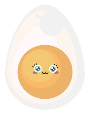Sevimli yumurta, illüstrasyon, beyaz arka planda vektör..