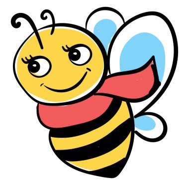 Eşarplı arı, illüstrasyon, beyaz arkaplanda vektör.