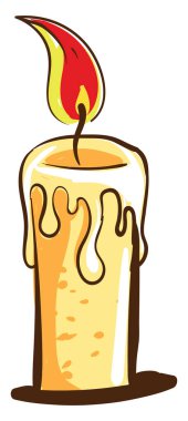Uzun mum, illüstrasyon, beyaz arkaplanda vektör.