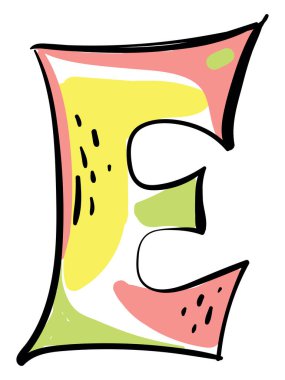 E harfi, illüstrasyon, beyaz arka plan üzerinde vektör.