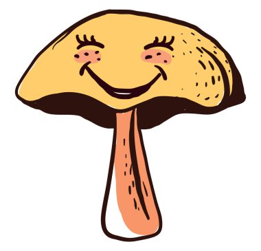 Mutlu mantar, illüstrasyon, beyaz arka plan vektör.