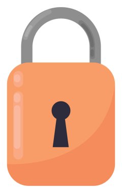 Turuncu asma kilit, illüstrasyon, beyaz arkaplanda vektör.