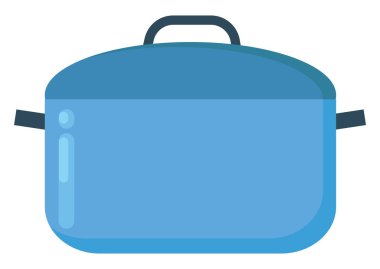 Yemek pişirmek için mavi tava, illüstrasyon, beyaz arkaplan üzerinde vektör.