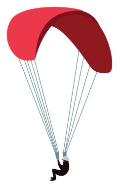 Kırmızı paraglider, illüstrasyon, beyaz arkaplan üzerindeki vektör.
