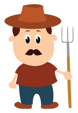 Köylü adam, illülük, beyaz arka planda vektör.