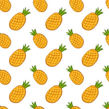Ananas duvar kağıdı, illüstrasyon, beyaz arkaplan üzerindeki vektör.