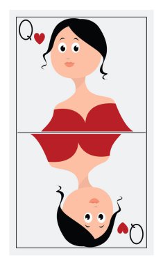 Kraliçe kartı, illüstrasyon, beyaz arkaplanda vektör.