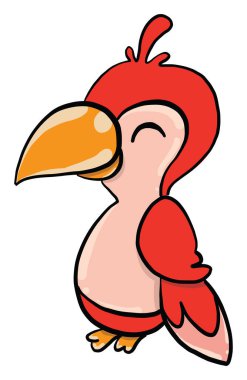 Kırmızı papağan, illüstrasyon, beyaz arkaplan vektörü.