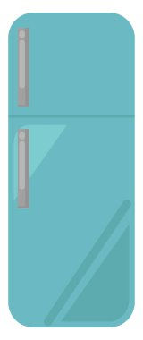 Mavi buzdolabı, illüstrasyon, beyaz arkaplanda vektör.