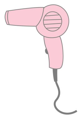 Pembe saç kurutma makinesi, illüstrasyon, beyaz arkaplanda vektör.