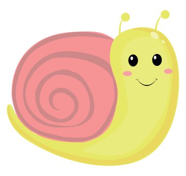 Mutlu salyangoz, illüstrasyon, beyaz arka plan vektörü.