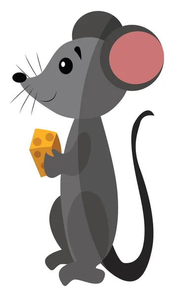 Baby Maus Mit Käse Illustration Vektor Auf Weißem Hintergrund — Stockvektor