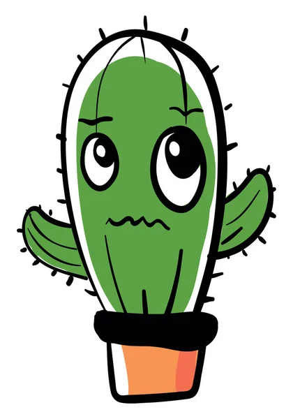 Cactus Largo Ilustración Vector Sobre Fondo Blanco — Archivo Imágenes Vectoriales