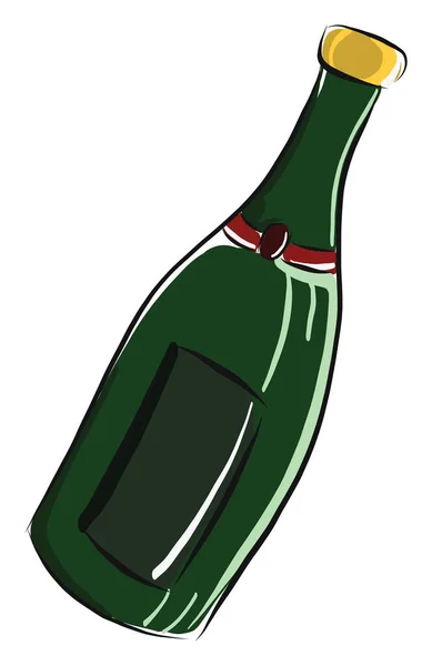 Flaska Med Champagne Illustration Vektor Vit Bakgrund — Stock vektor