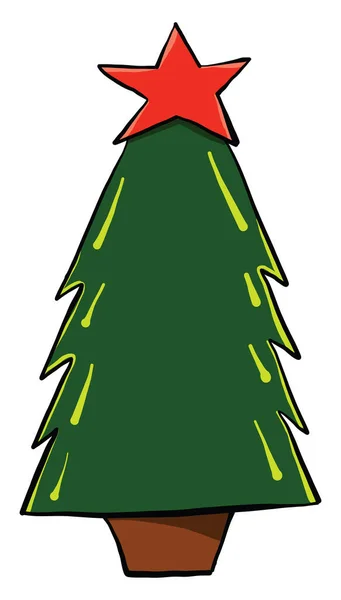 Weihnachtsbaum Mit Stern Illustration Vektor Auf Weißem Hintergrund — Stockvektor